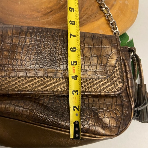 Charming Charlie Brown Faux Croc Shoulder Bag NWT - Picture 6 of 10